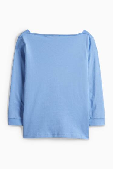 Damen - Basic-Langarmshirt - Regular Fit - blau