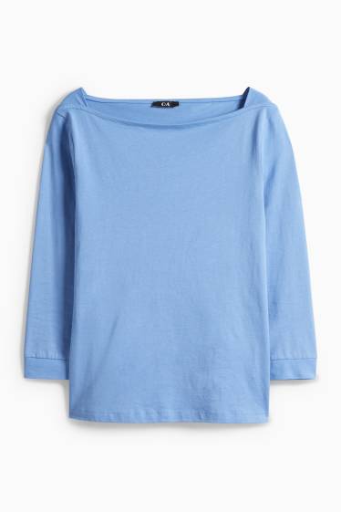 Damen - Basic-Langarmshirt - Regular Fit - blau