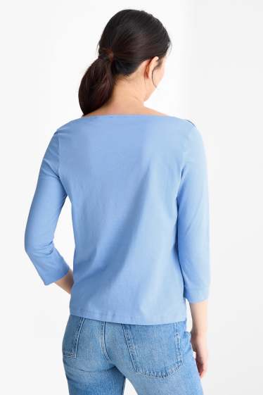 Damen - Basic-Langarmshirt - Regular Fit - blau