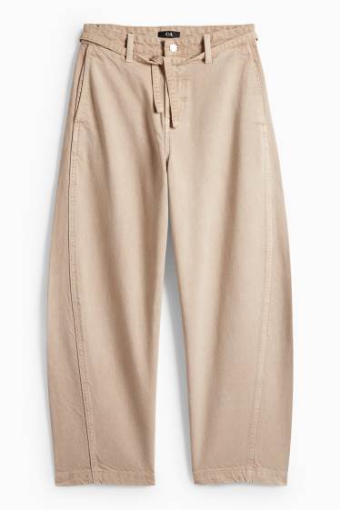 Dona - Pantalons de tela - high waist - barrel leg - marró clar