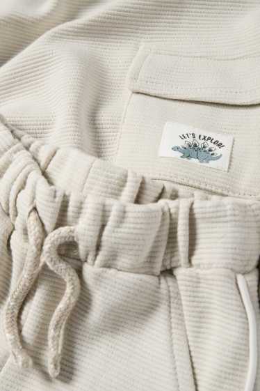 Bébés garçons - Dino - tenue pour bébé - finition côtelée - 2 pièces - beige