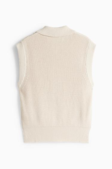 Damen - Strickweste - gerippt - cremeweiss