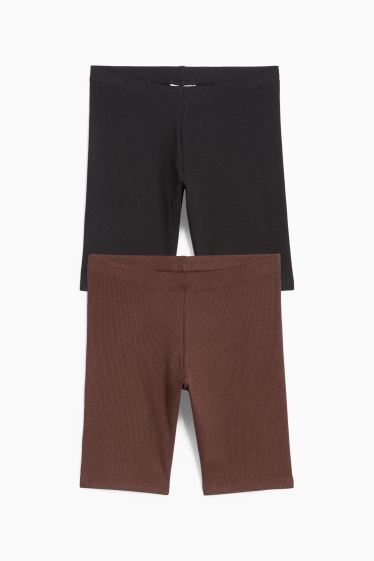 Děti - dívky - Multipack 2 ks - elastické šortky - žebrované - černá