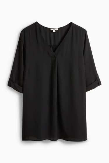 Dámské - Halenka s výstřihem ve tvaru V - černá