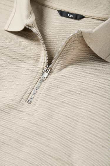 Pánské - Polokošile - regular fit - žebrovaná - béžová