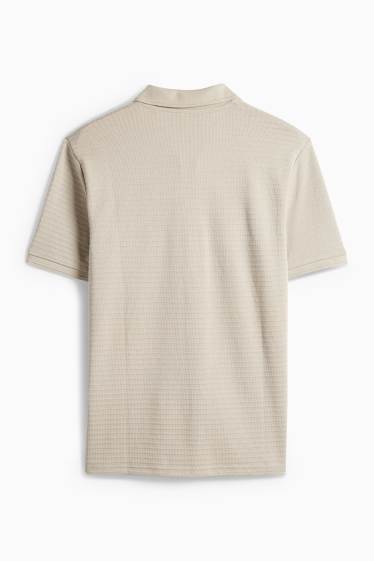 Pánské - Polokošile - regular fit - žebrovaná - béžová