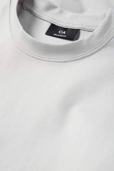 Pánské - Tričko - relaxed fit - světle šedá