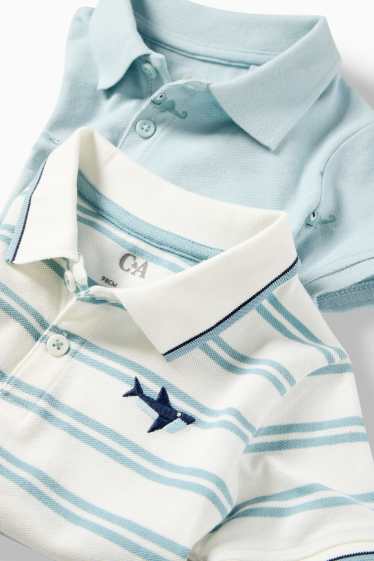 Enfants garçons - Lot de 2 - requin et caméléon - polo - bleu clair