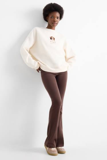Women - Flared leggings - dark brown
