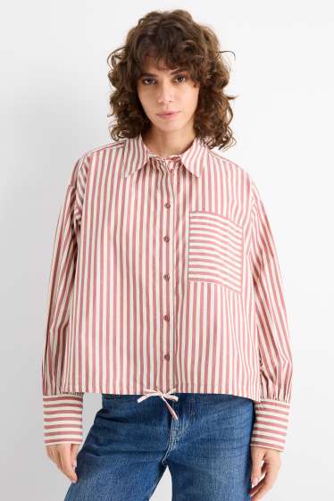 Femmes - Chemisier - à rayures - rose foncé