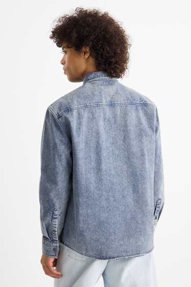 Bărbați - Cămașă din denim - relaxed fit - guler Kent - denim-albastru