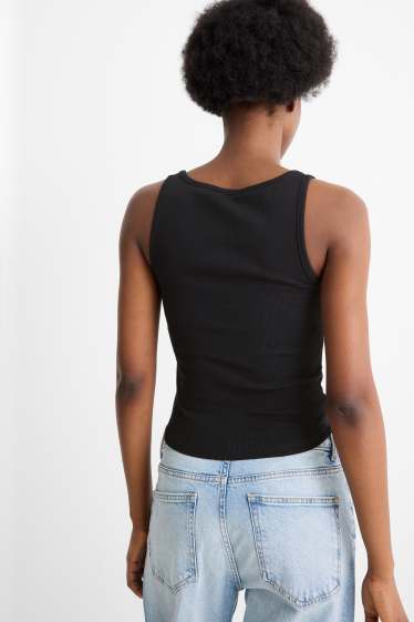 Donna - Top - a coste - nero