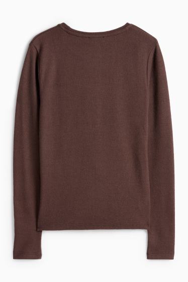 Dames - T-shirt - donkerbruin
