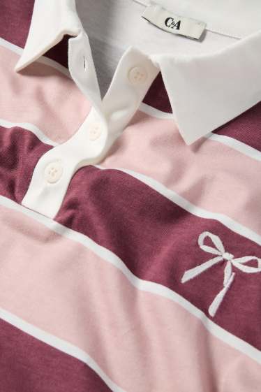 Femmes - Polo à manches longues - regular fit - à rayures - rose