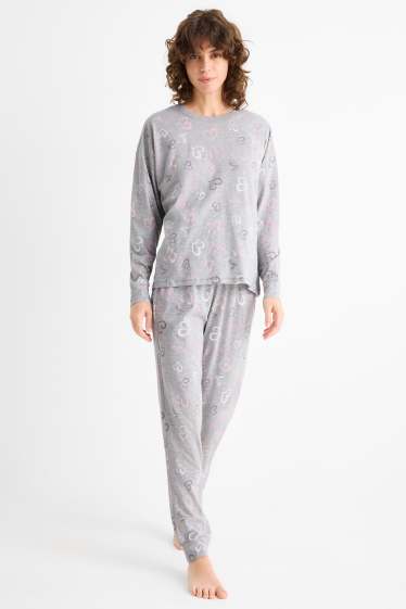 Femmes - Pyjama - à motif - gris clair chiné