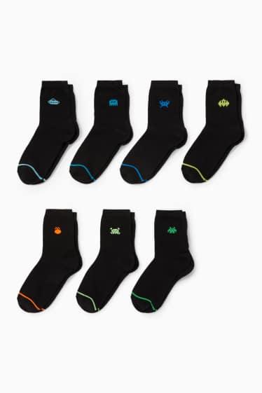 Kinder Jungen - Multipack 7er - Gaming - Socken mit Motiv - schwarz