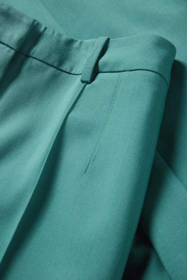 Dámské - Business kalhoty - mid waist - wide leg - tyrkysová