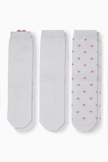 Damen - Multipack 3er - Socken mit Motiv - Herz - weiß