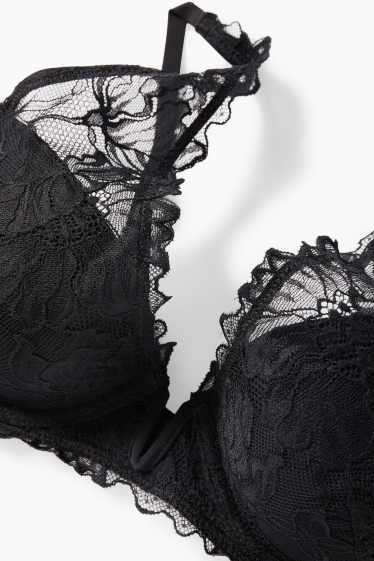 Damen - BH mit Bügel - PLUNGE - wattiert - schwarz