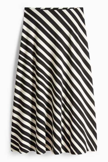 Damen - Rock - gestreift - schwarz / beige