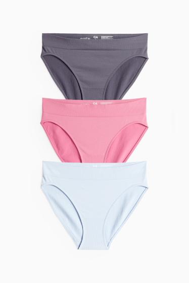 Women - Multipack of 3 - briefs - seamless - light blue