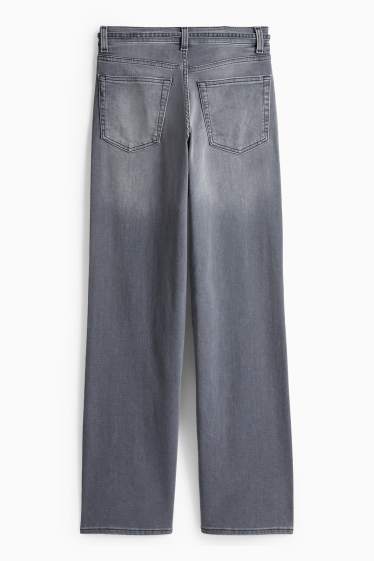 Dames - Wide leg jeans - mid waist - jeansgrijs