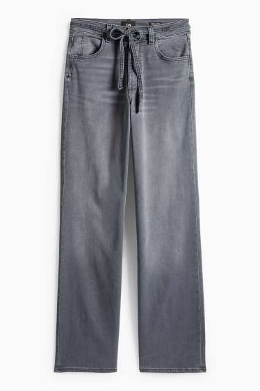 Dames - Wide leg jeans - mid waist - jeansgrijs