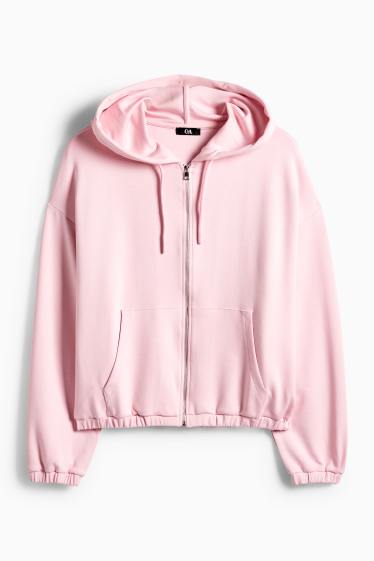 Damen - Sweatjacke mit Kapuze - rosa