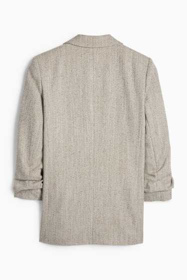 Dámské - Dlouhý blejzr - regular fit - se vzorem - strukturovaný - taupe