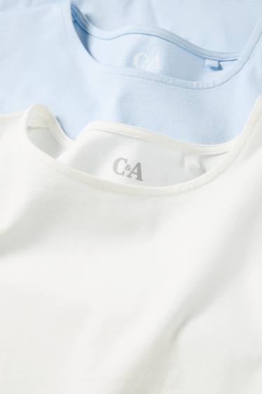 Enfants filles - Lot de 2 - T-shirts - blanc / bleu clair