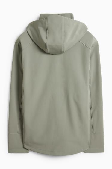 Herren - Softshelljacke mit Kapuze - wasserabweisend - grün
