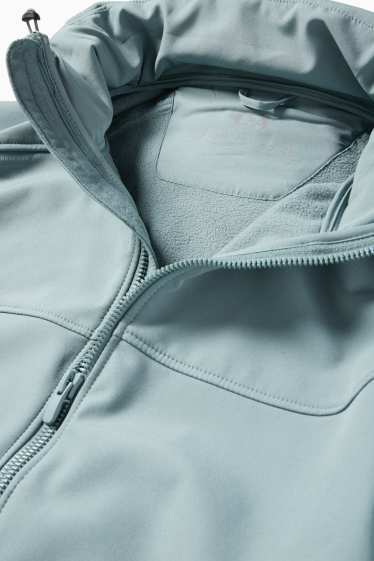 Bărbați - Geacă softshell cu glugă - rezistentă la apă - albastru deschis