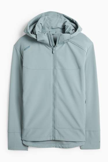 Bărbați - Geacă softshell cu glugă - rezistentă la apă - albastru deschis