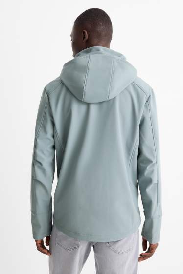 Bărbați - Geacă softshell cu glugă - rezistentă la apă - albastru deschis