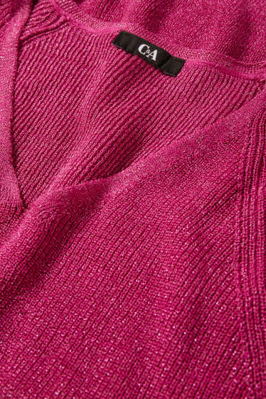 Damen - Pullover mit V-Ausschnitt - hellviolett