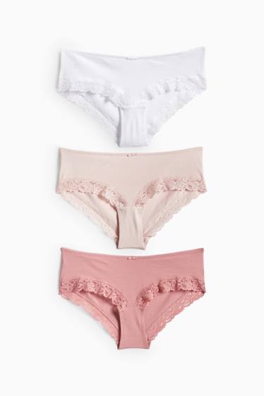 Damen - Multipack 3er - Slip - rosa