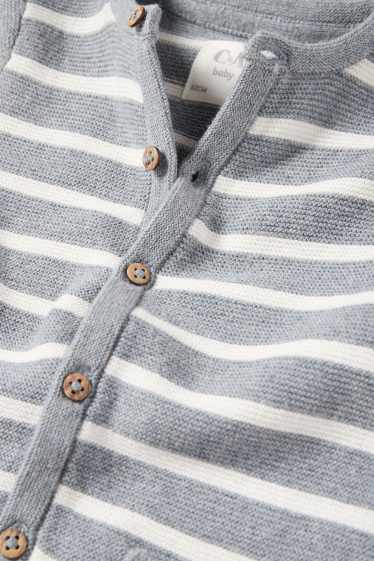 Baby Buben - Baby-Strick-Jumpsuit - gestreift - dunkelgrau / weiß