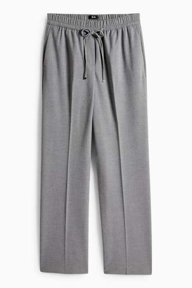 Damen - Stoffhose - Mid Waist - Wide Leg - grau