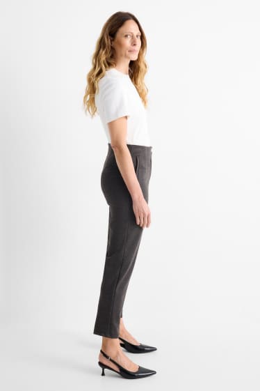 Dámské - Žerzejové kalhoty - high waist - slim fit - tmavošedá