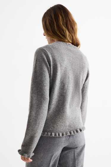 Femei - Cardigan tricotat - gri melanj