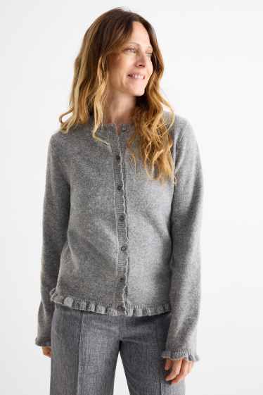 Femei - Cardigan tricotat - gri melanj