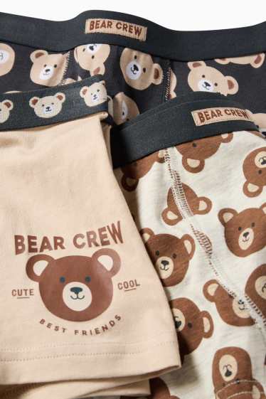 Kinder Jungen - Multipack 3er - Bär - Boxershorts - beige
