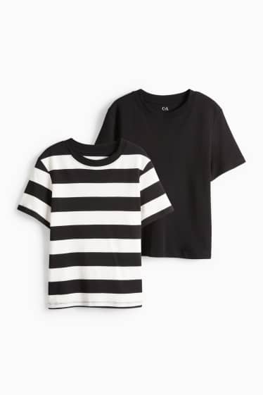 Women - Multipack of 2 - T-shirt - slim fit - black / white