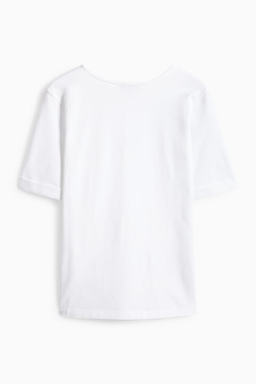 Damen - T-Shirt mit V-Ausschnitt - Slim Fit - weiß