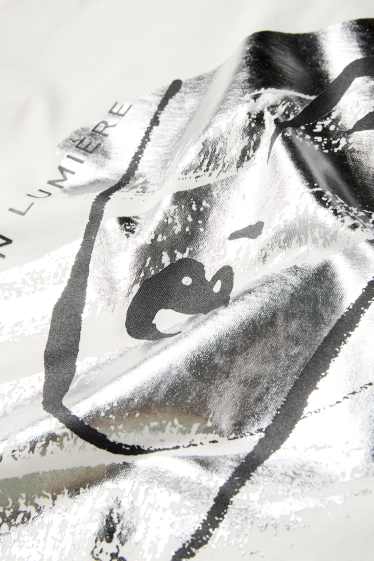 Damen - T-Shirt - Regular Fit - Glanz-Effekt - weiß