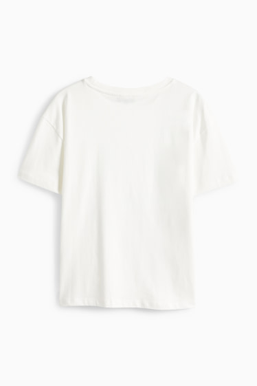 Damen - T-Shirt - Regular Fit - Glanz-Effekt - weiß