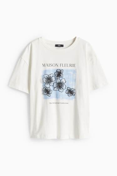 Femmes - T-shirt - relaxed fit - blanc