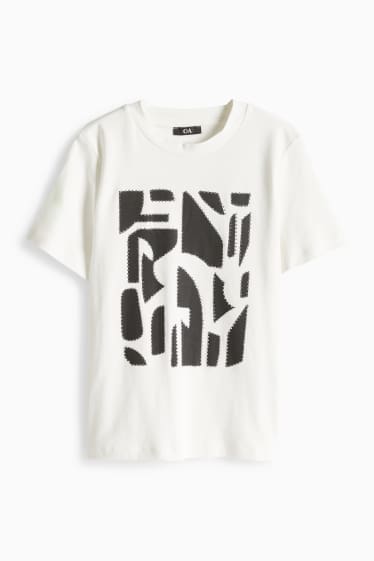 Damen - T-Shirt mit Strasssteinen - Regular Fit - weiß