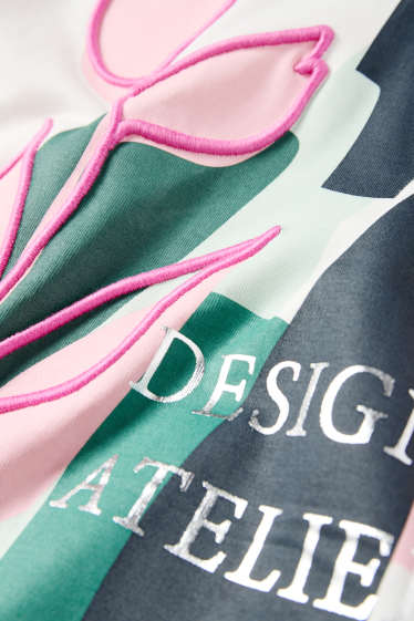 Damen - T-Shirt - Regular Fit - Glanz-Effekt - weiß