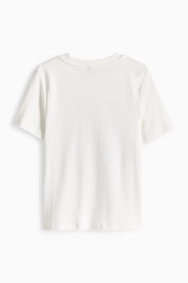 Damen - T-Shirt - Regular Fit - Glanz-Effekt - weiß